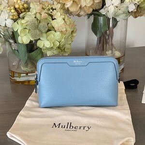 Mulberry Small Cosmetic Pouch - Pale Slate Small Classic Grain
